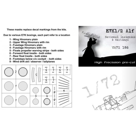 1/72 Kawanishi E7K1 Alf National Insignias Masking for Hasegawa kits