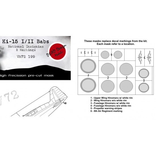 1/72 Mitsubishi Ki-15 I/II Babs National Insignias Masking for Hasegawa/Arii kits