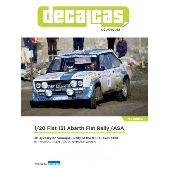 1/20 Fiat 131 Abarth Rally Team Fiat Rally / ASA sponsored by Salora - 1980 Decal for Tamiya kits