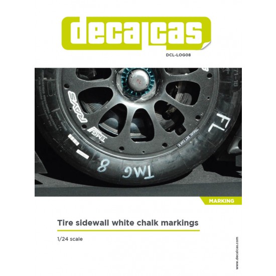 1/24 Tyre Sidewall White Chalk Markings for F1 and GTs car