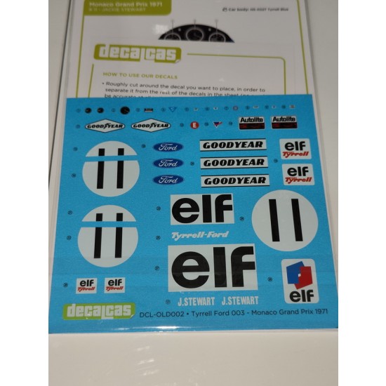 1/12 Ford 003 Tyrrell Racing Team Decal - Sponsored by ELF #11 Sir John Young