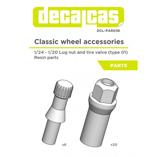 1/24 1/20 1/25 Classic Wheel Accessories - Lug Nuts and Tyre Valves