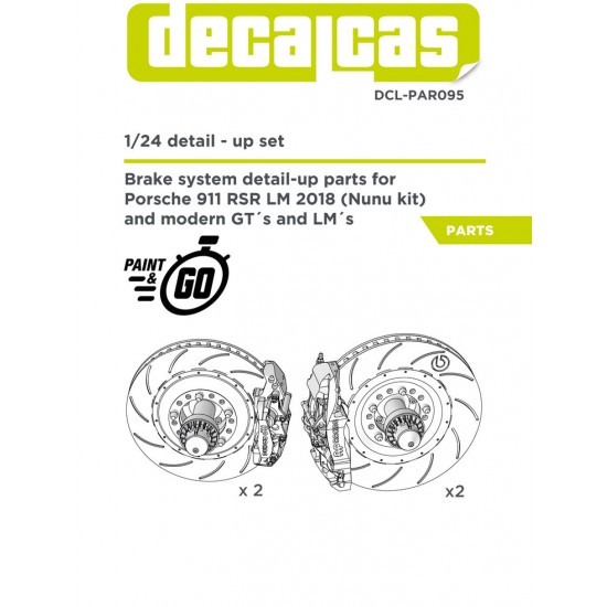 1/24 Porsche 911 991 GT3 RSR - 2018 Brakes for Decalcas #DCL-PAR094, Nunu #24040