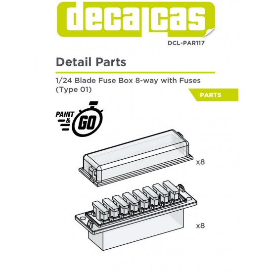 1/24 Blade Fuse Box 8 ways with Fuses