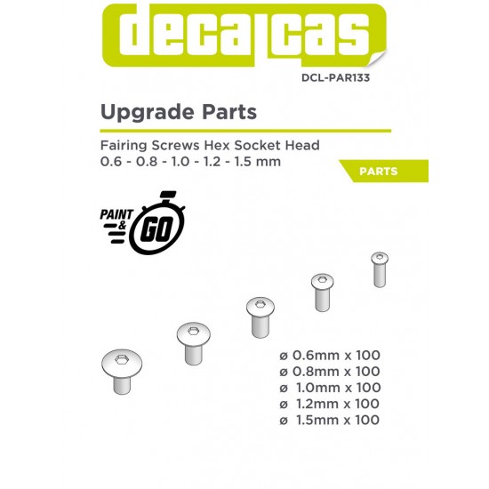 Fairing Screw Hex Socket Head 0.6 - 1.5 mm (500pcs, resin)