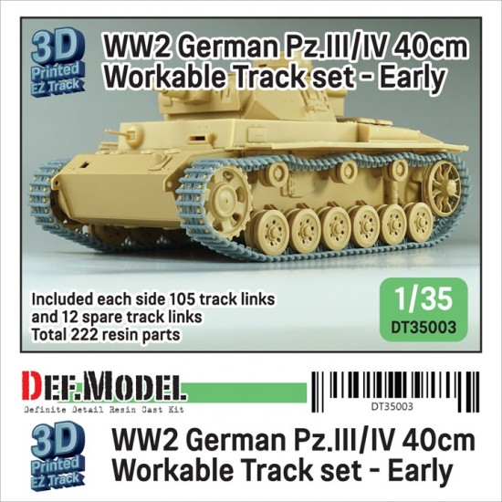 1/35 WWII Pz.III/IV 40cm Workable Track set Early Type for Pz.III/IV kit