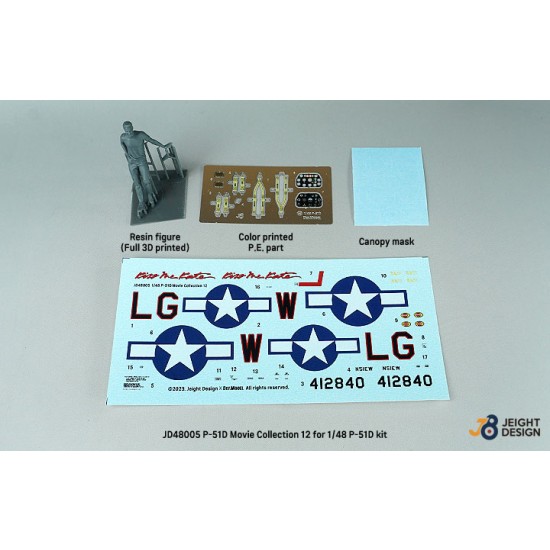 1/48 P-51D Mustang Decal & PE set w/1 Resin Figure for Tamiya/Hasegawa/Airfix kits