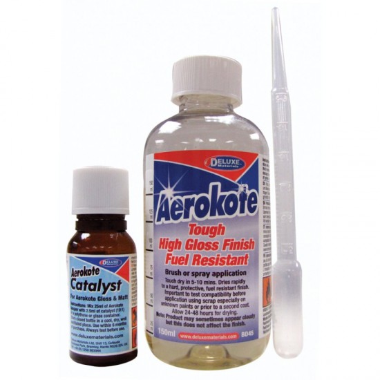 Aerokote Gloss Finish Fuel Resistant (150ml), Catalyst (15ml) w/Pipette