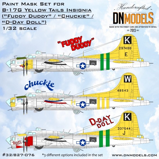 1/32 B-17G Flying Fortress Yellow Tails Insignia Paint Mask Set