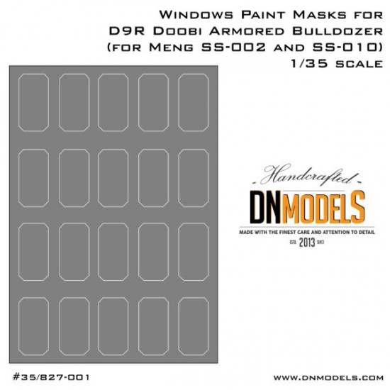 1/35 D9R Doobi Armoured Bulldozer Window Paint Masks for Meng #SS-002/SS-010