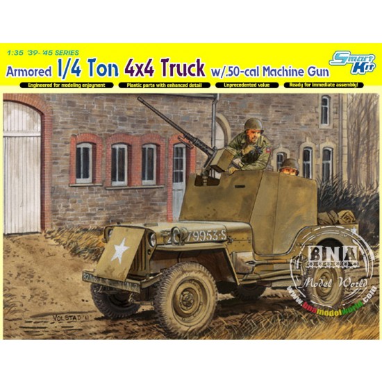 1/35 WWII US 1/4 Ton 4x4 Light Armoured Truck w/.50 Calibre Machine Gun