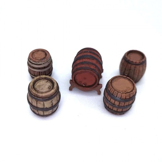 1/72 Assorted Wooden Barrels (5pcs)