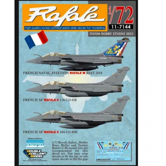 1/72 French AF/Naval Aviation Rafale C/M Decal for Revell/Italeri/HobbyBoss/Heller/Tamiya