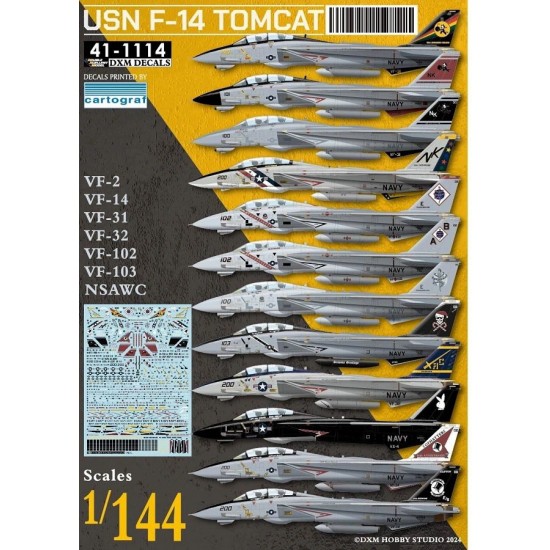 1/144 USN F-14A/B/D Tomcat Decal - VF-2/14/31/32/102/103/NSAWC