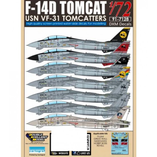 Decals for 1/72 USN F-14D Tomcat VF-31 