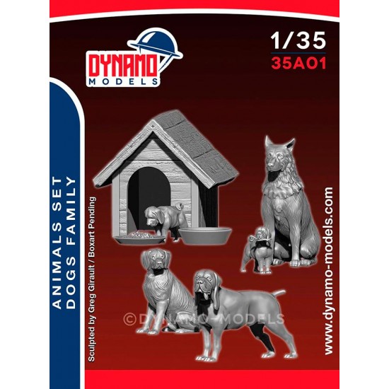 1/35 Animal Set - Dogs Family with House