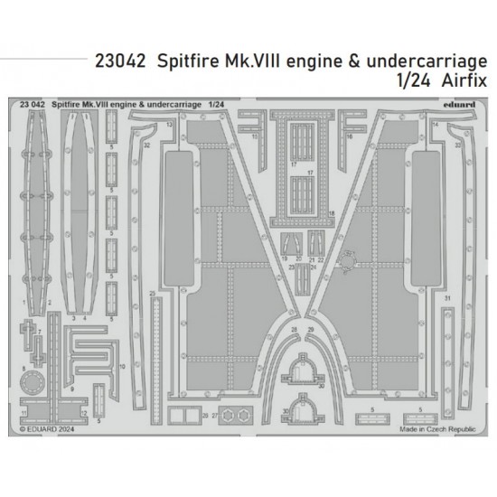 1/24 Supermarine Spitfire Mk.VIII Engine and Undercarriage Detail set for Airfix kits