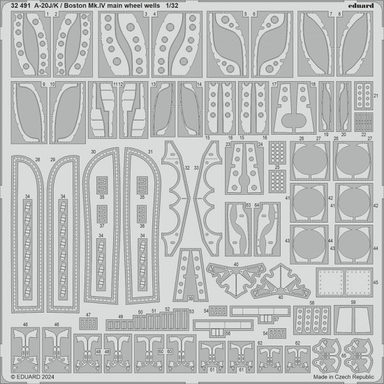 1/32 Douglas A-20J/K Havoc / Boston Mk.IV Main Wheel Well Photo-etched set for HK Model kits