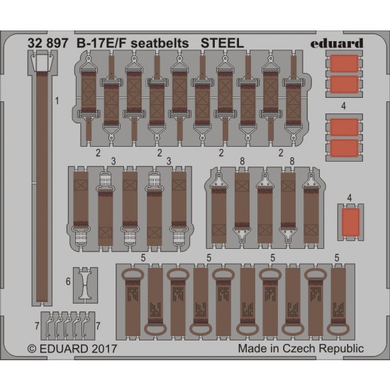 1/32 Boeing B-17E/F Flying Fortress Seatbelts for Hong Kong Models kit (Steel, 1PE)