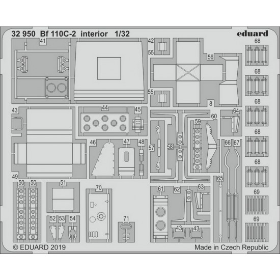 1/32 Messerschmitt Bf 110C-2 Interior Detail Parts (PE) for Revell kits