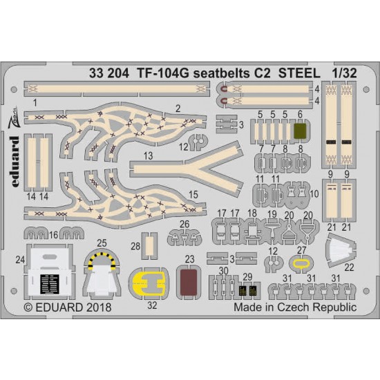 1/32 TF-104G Starfighter Seatbelts C2 Detail Set for Italeri kits