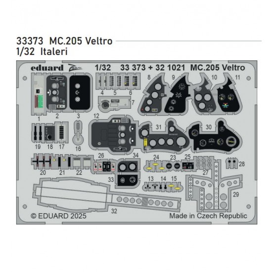 1/32 Macchi MC.205 Veltro Photo-etched Detail set for Italeri kits