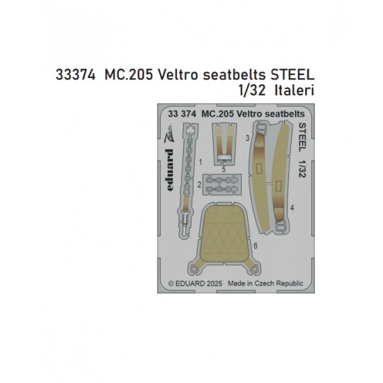 1/32 Macchi MC.205 Veltro Seatbelts Photo-etched Detail set for Italeri kits