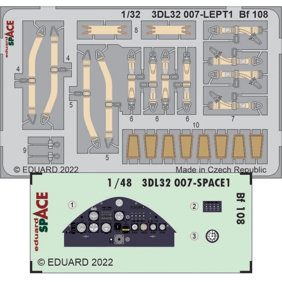 1/32 Messerschmitt Bf 108 Taifun SPACE Decals & PE parts for Eduard kits