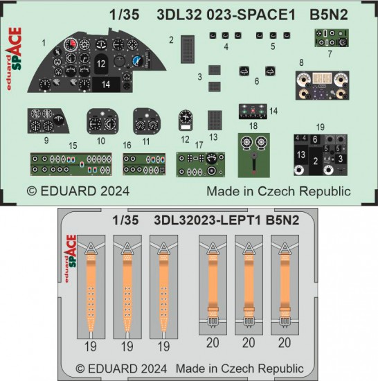 1/35 Nakajima B5N2 Panels 3D Decals and Seatbelts PE set for Border Model kits