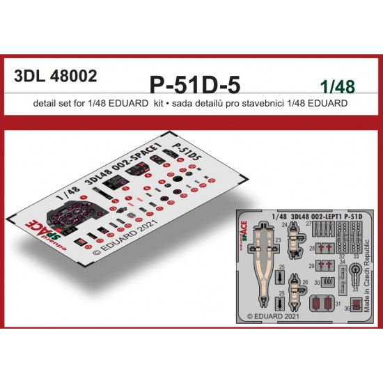 1/48 P-51D-5 Mustang SPACE 3D Decals & PE parts for Zvezda kits