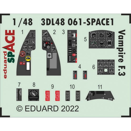 1/48 de Havilland Vampire F.3 Decals & PE parts for Airfix kits