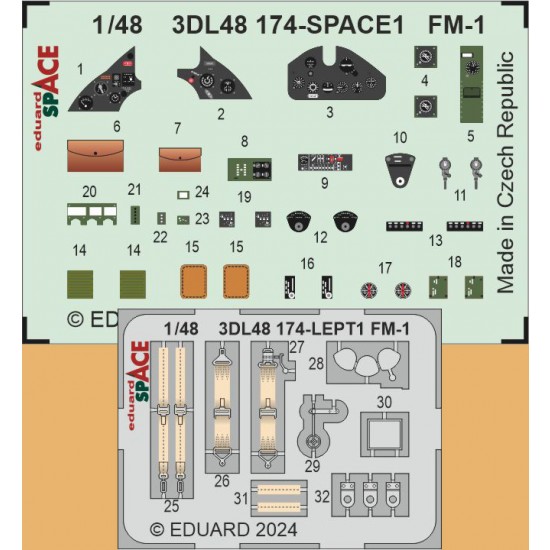 1/48 Grumman Wildcat FM-1 3D Decals & PE parts for Tamiya kits