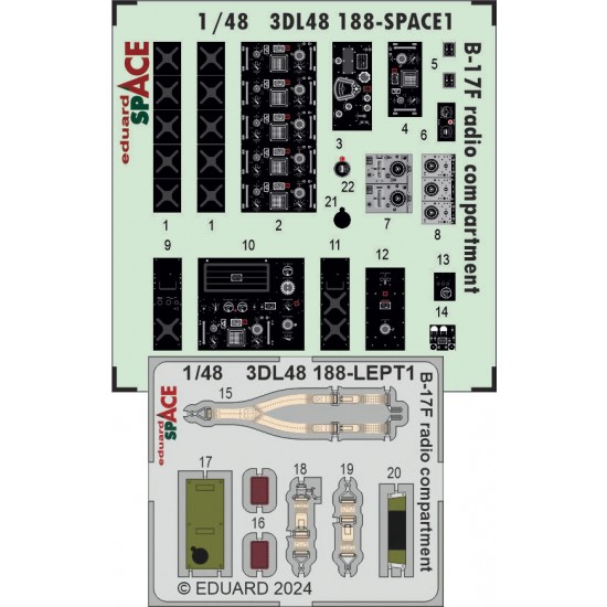 1/48 B-17F Flying Fortress Radio Compartment 3D Decals and PE parts for Eduard 11183