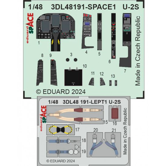 1/48 U-2S Dragon Lady Dashboard 3D Decal and Seatbelts PE for Hobby Boss kits