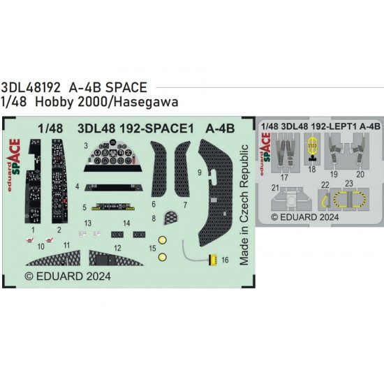 1/48 Douglas A-4B Skyhawk Dashboard 3D Decal and Seatbelts PE for Hobby 2000 / Hasegawa