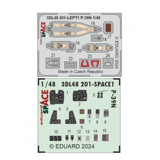 1/48 Bell P-39N Airacobra Cockpit 3D Decal and PE parts for Arma Hobby kits