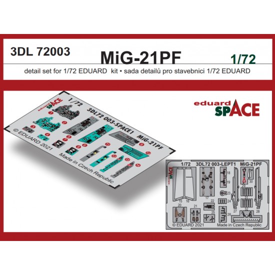 1/72 Mikoyan-Gurevich MiG-21PF SPACE 3D Decals & PE parts for Eduard kits