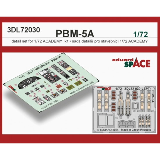 1/72 PBM-5A Mariner Instrument & Control Panels, Seatbelts for Academy kits