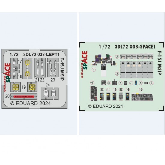 1/72 F-15J MSIP Eagle Interior 3D Decal and PE parts for Fine Molds kits