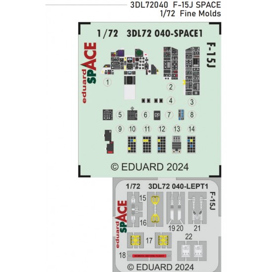 1/72 Mitsubishi F-15J Panels 3D Decal and Seatbelts PE for Fine Molds