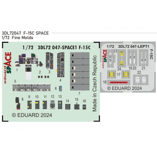 1/72 McDonnell Douglas F-15C Eagle Cockpit 3D Decal and PE parts for Fine Molds