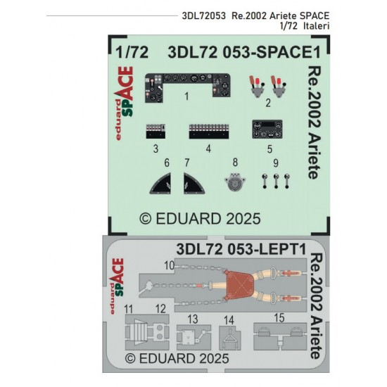 1/72 Reggiane Re.2002 Ariete Instrument/Control Panels and Seatbelts for Italeri