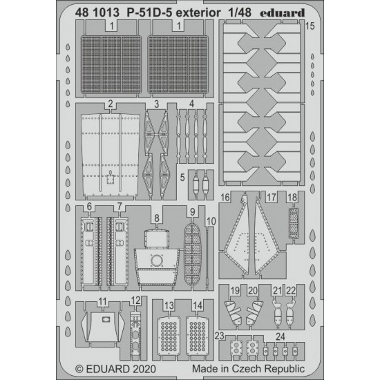 1/48 North American P-51D-5 Mustang Exterior Detail Parts for Airfix kits