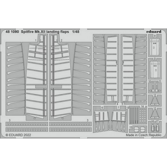 1/48 Supermarine Spitfire Mk.XII Landing Flaps Detail set (PE) for Airfix kits