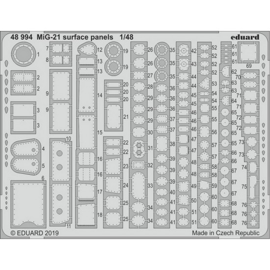 1/48 Mikoyan-Gurevich MiG-21 Surface Panels Detail Set for Eduard kits