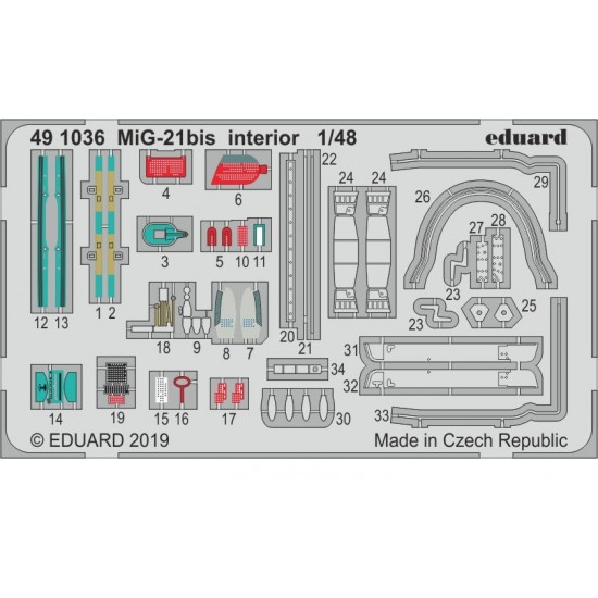 1/48 Mikoyan-Gurevich MiG-21bis Interior Detail Set for Eduard kits