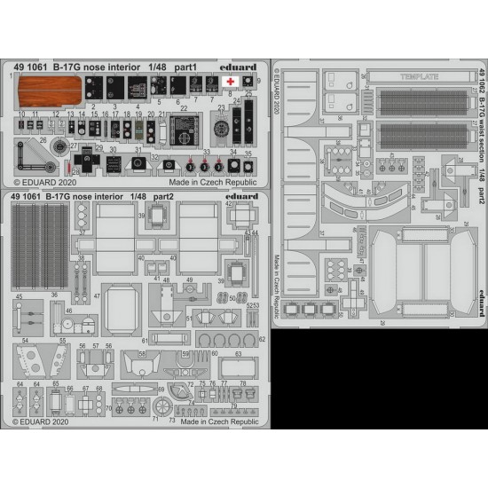 1/48 Boeing B-17G Flying Fortress Nose Interior PE Detail Set for Hong Kong Models