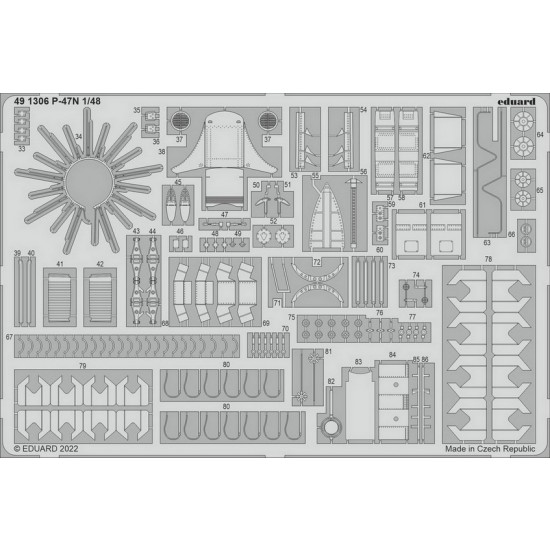 1/48 Republic P-47N Thunderbolt Detail set (photo-etched) for Academy kits