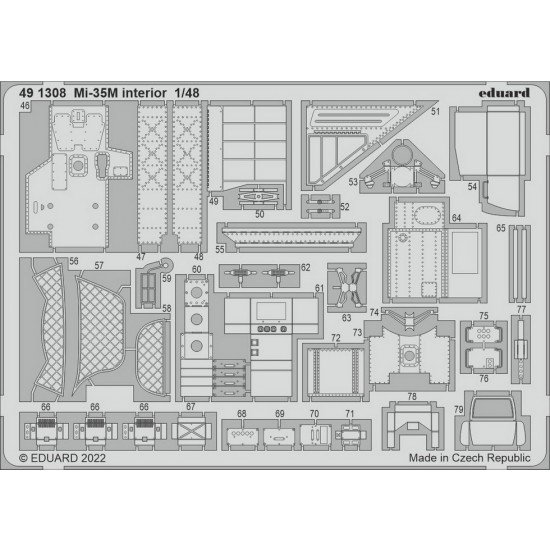 1/48 Mil Mi-35M Attack Helicopter Interior Detail set (PE) for Zvezda kits