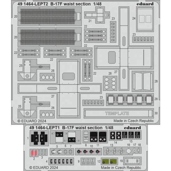 1/48 B-17F Flying Fortress Waist Section PE set for Eduard #ED 11183